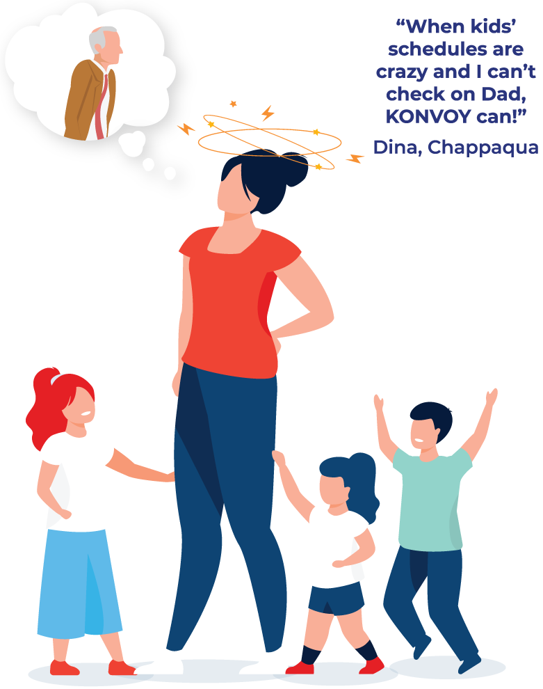 frustrated mother with four children and quote from KONVOY customer