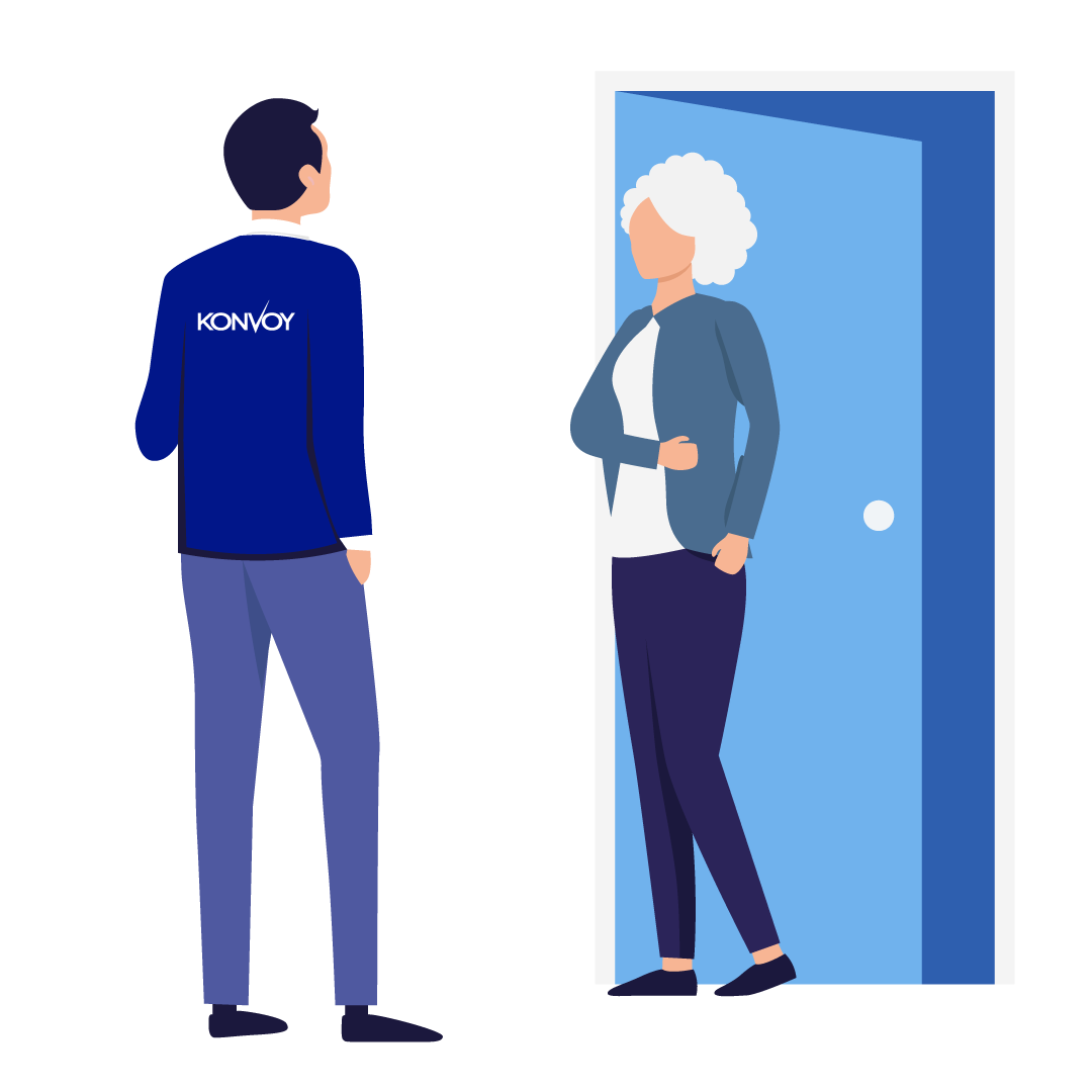 elderly woman opening door for KONVOY specialist